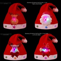Gorros Navideños LED con Luces, Gorros de Santa Claus, Gorros de Muñeco de Nieve y Alces de Dibujos Animados para Adultos y Niños, Decoraciones Navideñas