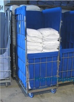 Grande conteneur à roulettes pour le stockage en entrepôt hospitalier et industriel de la blanchisserie, avec housses intérieures et extérieures pour sacs de linge