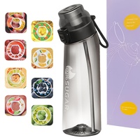 Bouteille d'eau grande capacité 500 ml / 700 ml, 7 saveurs, avec anneau lumineux et paille, parfum fruité, vente en gros usine