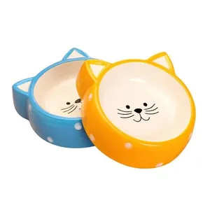 귀여운 패턴 세라믹 애완 동물 그릇 물 개 애완 동물 마시는 그릇 라운드 피더 애완 동물 제품