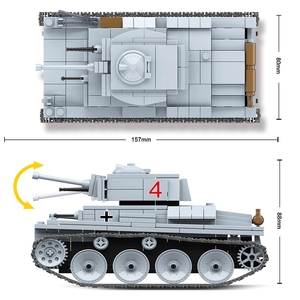 QUANGUAN 100082 <span class=keywords><strong>WW2</strong></span> LT-38 Char léger modèle technique Soldat Arme Jouets en plastique DIY pour enfants Ensembles de blocs de construction - Product Image 4