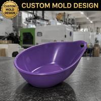 Bol asymétrique en plastique violet brillant, moulé sur mesure, avec petit trou de drainage, bord injecté, composant direct usine