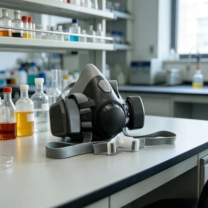 Mascarilla de Media Cara Antipolvo y Antigás, Respirador de Silicona Reutilizable <span class=keywords><strong>con</strong></span> Filtros Dobles, para Vapores Orgánicos, Productos Químicos, Uso Industrial - Product Image 4
