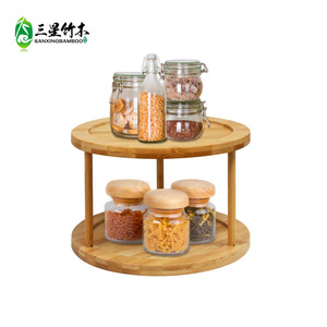 Bamboo <b>rotating</b> <b>spice</b> <b>rack</b> for countertops, <b>spice</b> turntable for cabinet corners, condiment storage <b>rack</b>, <b>spice</b> display <b>rack</b> - Product Image 2