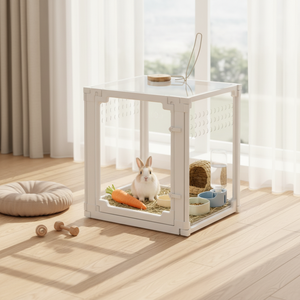 Valla Transparente Impermeable para Mascotas, Jaula para Perros, Gatos y Conejos, con Orificios Perforados, Panorámica, Segura para Interiores, Cuadrada - Product Image 1