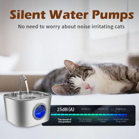 Fontaine à eau pour chat en acier inoxydable de 2,6 l, gagnante du prix de l'innovation, distributeur d'eau automatique pour animaux de compagnie, pour chats et chiens