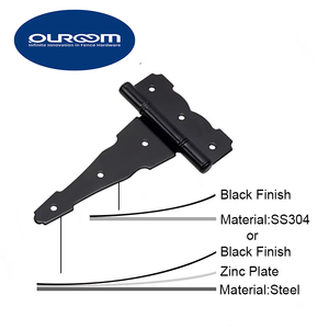 مفصلة على شكل حرف T من الفولاذ الأسود العالمي للخدمة الشاقة بتصميم عصري للسياج والبوابة الخشبية - Product Image 2