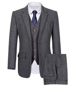 Ensemble 3 pièces en <span class=keywords><strong>tweed</strong></span> à chevrons pour <span class=keywords><strong>homme</strong></span> - Product Image 5