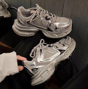 Chaussures rehaussantes pour femme 2026, nouveaux modèles, baskets à plateforme épaisse, baskets tendance pour femme, cuir véritable - Product Image 1