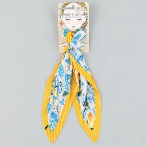 Écharpe courte plissée de haute qualité, couleur citron, peinte à la main, 100% polyester, châle tendance pour femmes, respirant et anti-transpiration - Product Image 4