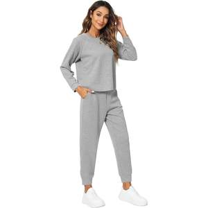 Ensemble de pyjama en tricot gaufré pour femmes, haut à manches longues, pantalon de jogging avec poches, vêtements de détente, vêtements de nuit, tailles S à XXL - Product Image 3