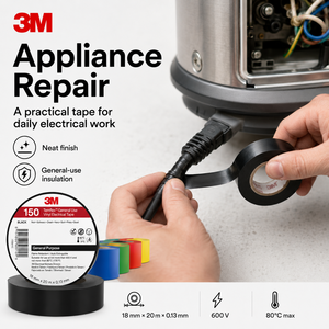 Cinta Aislante Eléctrica de Vinilo Original <span class=keywords><strong>3M</strong></span> <span class=keywords><strong>Temflex</strong></span> 150 de 18 mm x 10 m x 0,13 mm para Aislamiento de 600 V - Product Image 4