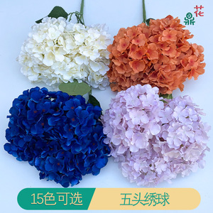 Hortensia Artificial de Cinco Cabezas, 53 cm, Verde, de Seda, para Decoración de Bodas - Product Image 2