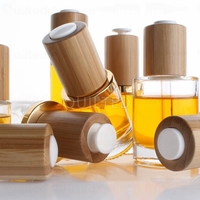 Outtop — bouteille d'huile essentielle en bambou dépoli, avec bouton-pression à épaules plates, produit cosmétique, 30ml