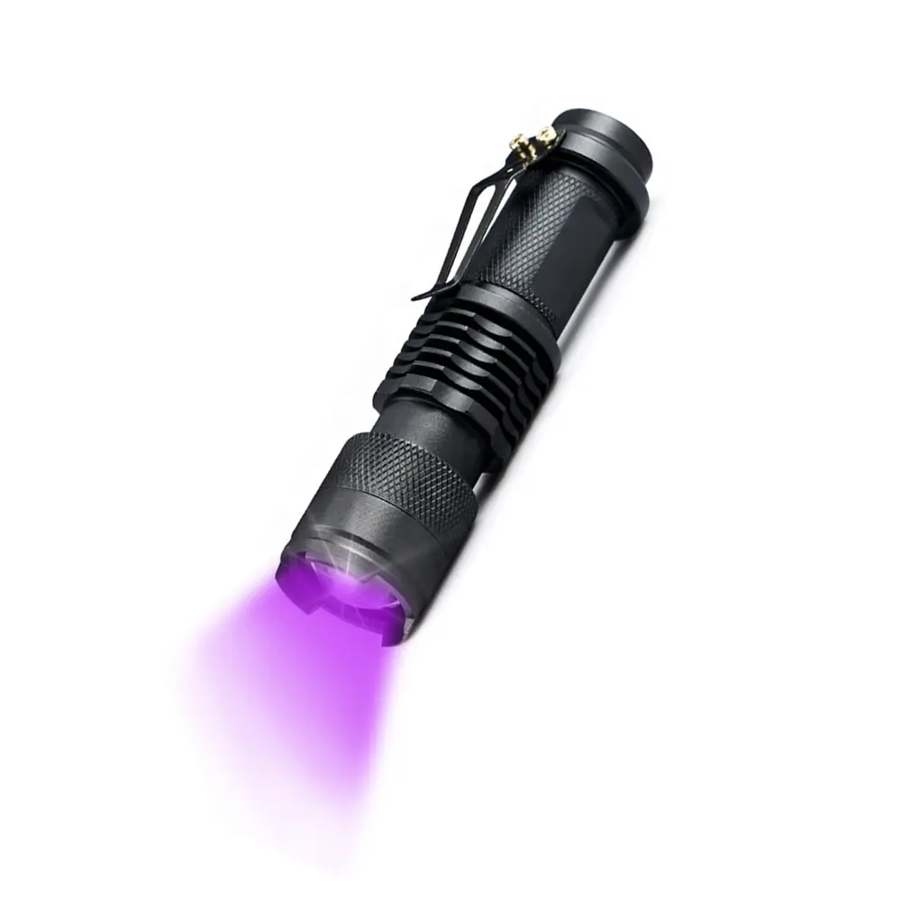 Мини фиолетовый свет 365NM T6 тактический фонарь металлический алюминиевый Скорпион обнаружения Blacklight Факел масштабируемой УФ светодиодный фонарик