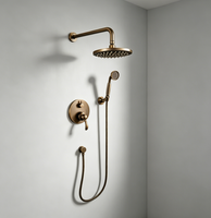 Ensemble de douche antique WEIHAO avec bras flexible courbé, pommeau de pluie, poignée en céramique, douchette à main, double sortie, système de douche vintage