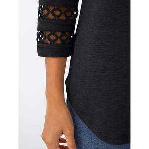 2025 Trendy Womens <b>Tops</b> Queen 3/4 Length Sleeve V Neck Lace <b>Tunic</b> <b>Dressy</b> Casual Business Outfits Ladies Fashion Sweaters - Product Image 1