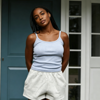 Tank Top Wanita Bahan Terry Lembut Polos Sederhana untuk Sehari-hari Kasual