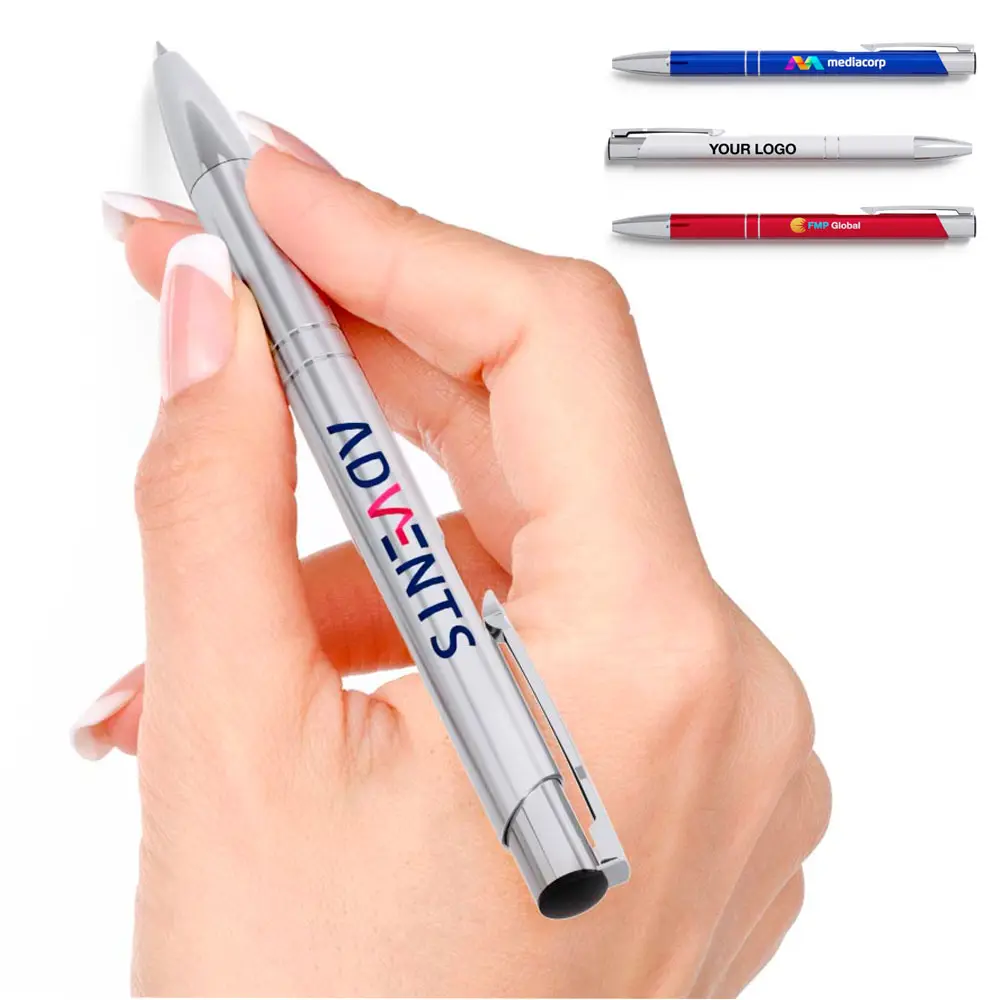 광고 기념품 중국 대량 제품 블루 블랙 잉크 맞춤형 금속 펜 맞춤형 로고 볼펜 Lapiceros Stylo