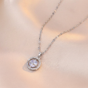 Collana in Acciaio Inossidabile Placcato Argento con Ciondolo Pianeta <span class=keywords><strong>Saturno</strong></span>, Zirconia Scintillante e Charm Celeste, Catena a Maglie per Donna - Product Image 3