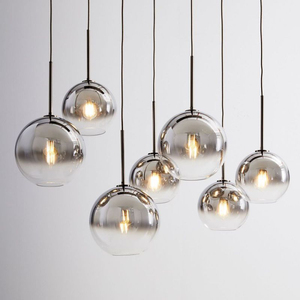 Commercio all'ingrosso moderno <span class=keywords><strong>lampadario</strong></span> in vetro con altezza regolabile fumoso <span class=keywords><strong>grigio</strong></span> oro sfere per scala di medie dimensioni - Product Image 3
