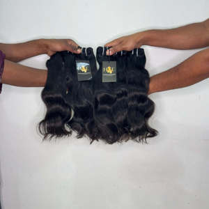 Paquetes de cabello humano 100% virgen indio natural, doblemente tramado, con ondas naturales, cabello rizado y ondulado de templo, venta al por mayor - Product Image 1