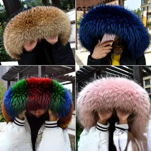 Bufanda de Invierno para Mujer con Cuello de Piel de Visón, Chal con Ribete de Piel Natural Larga - Product Image 2