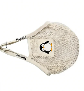 Portable Ecology Organic Cotton Folding <b>Net</b> Mesh Shopping <b>Bag</b> Letter Pattern Portable <b>Net</b> Grocery Tote Shoulder <b>Bag</b> - Product Image 2