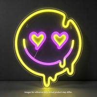 Enseigne néon LED Smiley Cœur-yeux, Lumière néon effet gouttelette Emoticon de dessin animé pour Chambre, Bar, Fête, Décoration murale et intérieure