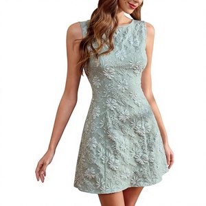 Nuovo Abito Estivo Vintage Senza Colletto, Stile Principessa, Jacquard Senza Maniche, con Motivo Floreale e Stile Francese Semplice - Product Image 1