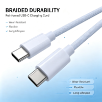Câble USB-C vers C de 1 m 60W pour charge rapide et transfert de données, haute qualité pour téléphones mobiles iPhone 15, 16, 17
