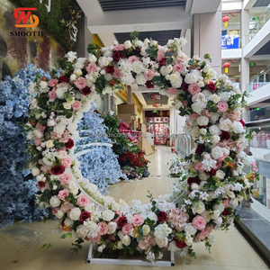 Soporte de fondo de arco de boda artificial suave con rosas de seda forma redonda tamaño de 1,8-2,4 m - Product Image 6