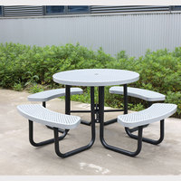 Table de pique-nique ronde en métal commerciale d'extérieur mobilier de jardin table à manger en acier table basse de patio extérieur avec trou pour parapluie