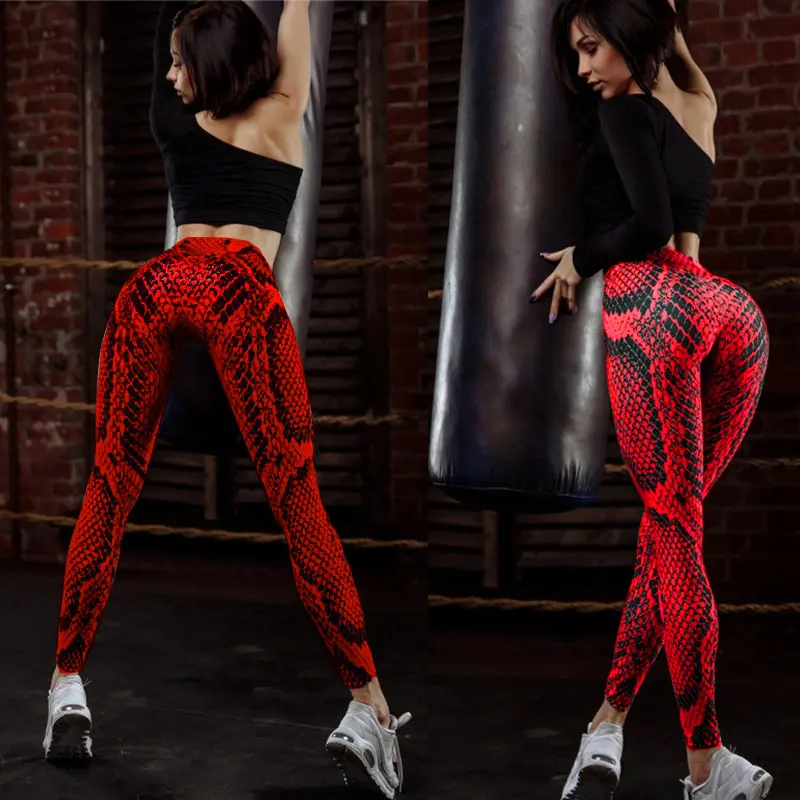 90% Nylon 10% Spandex Reptiel Dier Slangenprint Gloss Yoga Legging