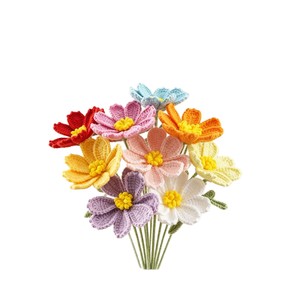 Bouquet tricoté fait main, objet de décoration intérieure, fleur artificielle Galsang au crochet, fleur tricotée en fil – idéal comme cadeau - Product Image 5