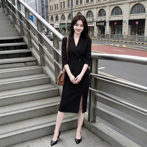 Lm Women's Suit <b>Skirt</b> Set Three Quarter Sleeve Black Formal Workwear Professional <b>Office</b> Wear Custom Made From Samples - Product Image 1