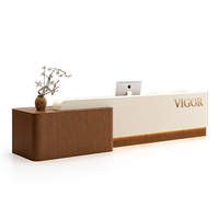 Comptoir d'accueil en bois écologique avec éclairage LED, table de réception personnalisée pour hôtel boutique, hall d'hôtel familial