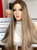 Perruque Sheitel SHY, couleur brun clair, cheveux humains naturels, dessus en dentelle, finition Sheitel de qualité supérieure, distributeur, vente en gros, OEM, ODM
