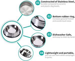 Wholesale Stainless Steel <b>Dog</b> <b>Bowl</b> Non-Slip Pet Food Dish Heavy Duty Chew Proof Cat <b>Dog</b> Feeding <b>Bowl</b> - Product Image 5