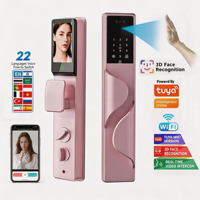 Serrure de porte intelligente Tuya App, numérique, automatique, reconnaissance faciale 3D, empreinte digitale, mot de passe, caméra, alliage d'aluminium