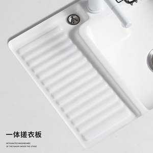 Fregadero de piedra Rectangular de cerámica de un solo orificio moderno, diseño de instalación de pared simple para <span class=keywords><strong>lavandería</strong></span> de baño para baño de apartamento - Product Image 3