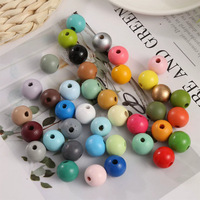 Perles rondes en bois de lotus coloré de 12-20 mm, grand trou, pour la fabrication de bijoux DIY, perles d'espacement, vente en gros pour vêtements