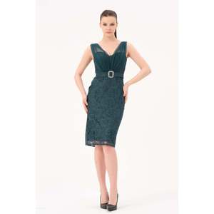 DANS Women's Elegant <b>Emerald</b> Green Casual Long Sleeve <b>Dress</b> with O-Neck Collar, Available in Multiple Sizes 38-42 - Product Image 1