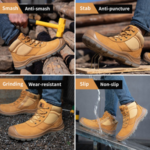 JIANKUN bottes de sécurité Goodyear en <span class=keywords><strong>cuir</strong></span> pleine fleur pour hommes chaussures de travail en nubuck construction à bout en acier <span class=keywords><strong>cuir</strong></span> véritable imperméable - Product Image 3