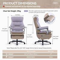 Fauteuil de bureau exécutif moderne en cuir, pivotant, avec appui-tête réglable électriquement et hauteur réglable, pour bureau à domicile