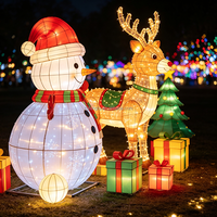 Lanterne de festival LONGTU personnalisée avec rennes LED, résistante aux intempéries, en tissu de soie, pour affichage lumineux de Noël dans les centres commerciaux et les places publiques