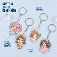 Petits porte-clés anime en acrylique en gros, breloques souvenirs en plastique pour boîtes cadeaux, faveurs de fête et cadeaux promotionnels