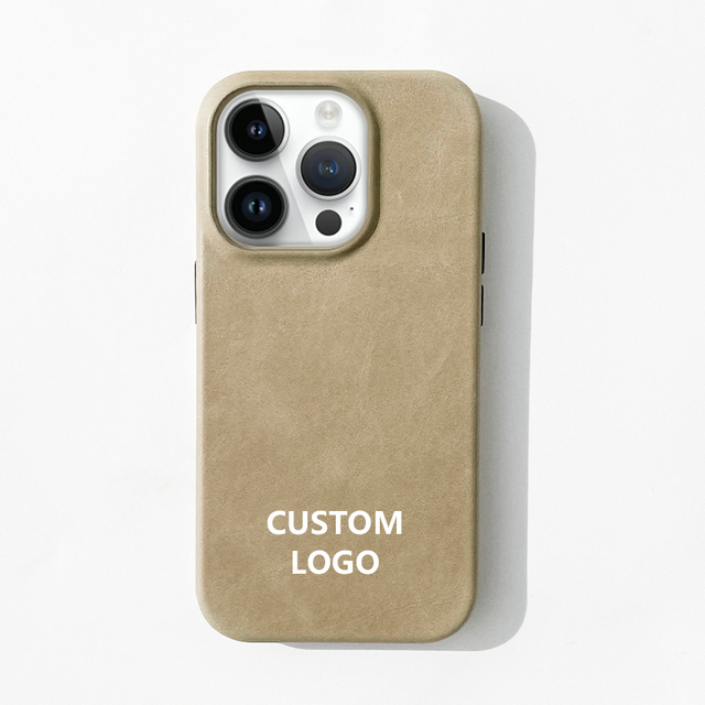 Vintage Retro Sublimation Crazy Horse Texture Cowhide Genuine Leather Phone Case Factory Back Cover for iphone 14 13 Pro Max