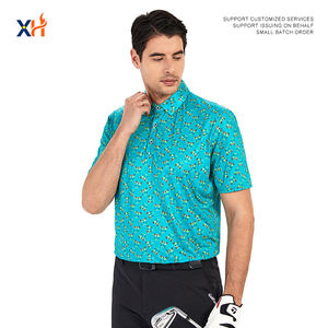 Chemises habillées personnalisées pour hommes, respirantes, en polyester et élasthanne, broderie florale, faible MOQ, impression par transfert thermique, 200g, Dobby, manches courtes - Product Image 2