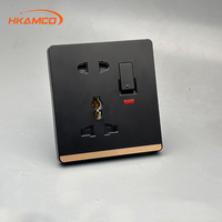 Interrupteur mural PC de type 86 avec finition dorée de luxe, interrupteur à bascule 4 voies, interrupteur 1 voie multifonction USB A/C pour la maison et l'hôtel